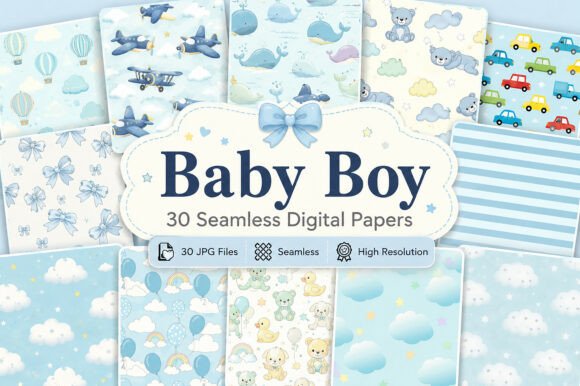 Download Seamless Baby Boy Pattern Bundle - Bundle Collection